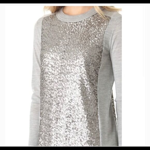 DIANE Von Furstenberg Wool Sequin Danette Sweater Dress gray size medium - Picture 3 of 12